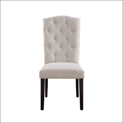 Beige Linen And Weathered Dining Chair by Lark Manor