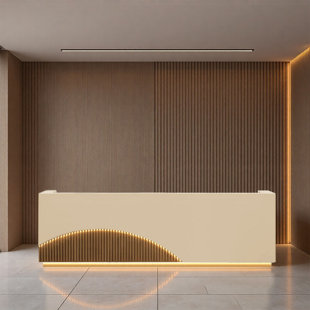 Elegant 78.74-Inch Front Desk and Retail Counter with Built-in Storage – Ideal for Modern Retail and Office Spaces