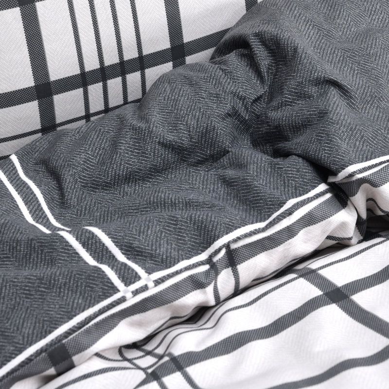 Eddye Cotton Chequered Duvet Cover Set with Pillowcases, Super King Duvet Cover + 2 Standard Pillowcases