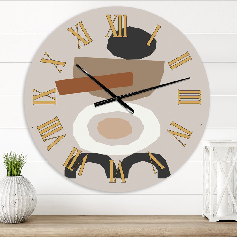 Minimal élémentaire organique et géométrique compostions XXxxvii - horloge murale moderne, Surdimensionné