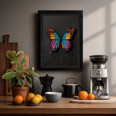 Jewelled Butterfly Geometric - Framed Print