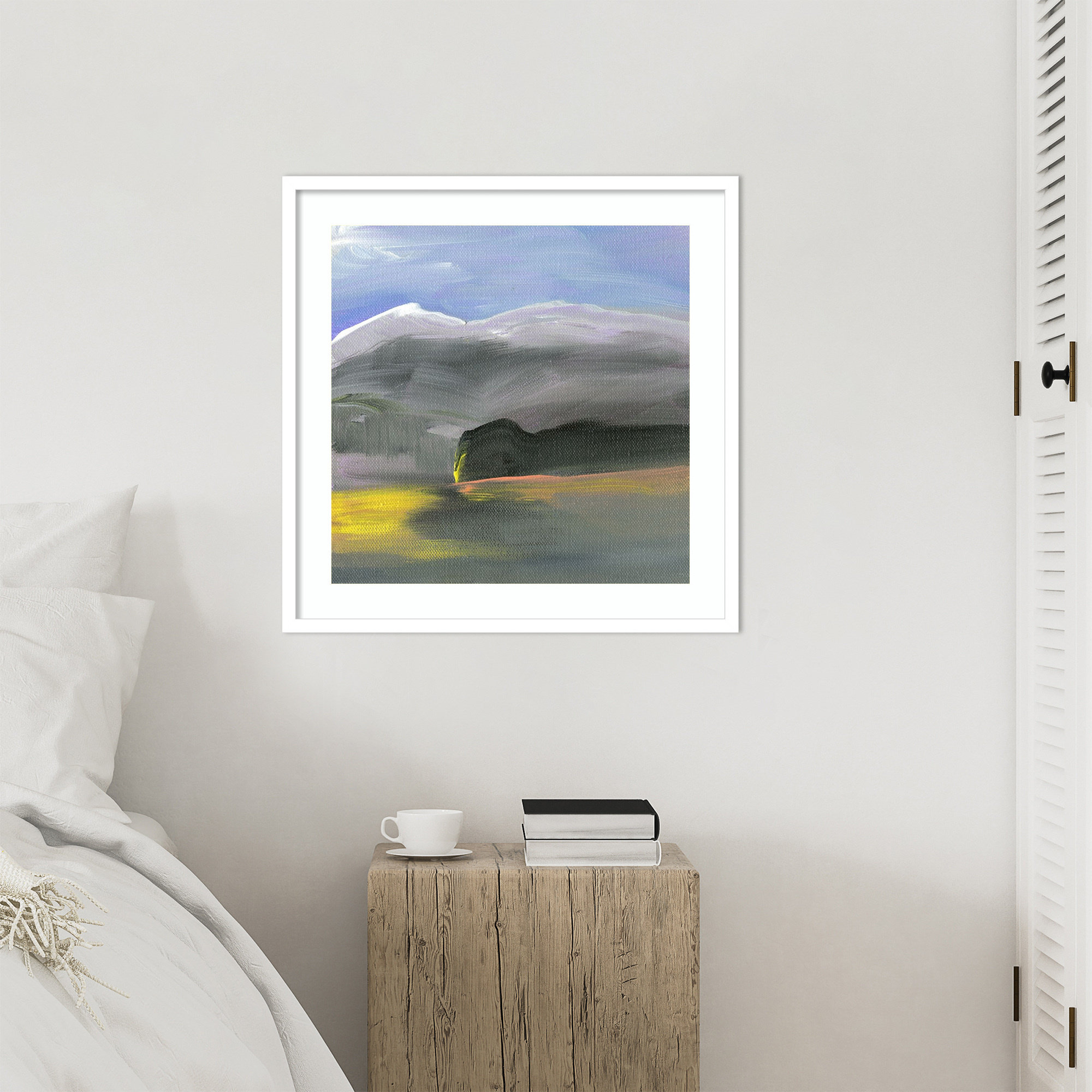 Before A Shift by Karen Suderman Wood Framed Wall Art Print, White, 25" H x 25" W