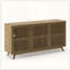 Meuble télé 58,86 po en bois de pin massif sans nœuds, armoire de rangement moderne Mid-Century avec portes sans poignée et tablette réglable, centre de divertissement