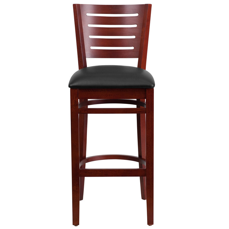 Tabouret de bar Kadircan, Vinyle - Noir, Acajou, 1