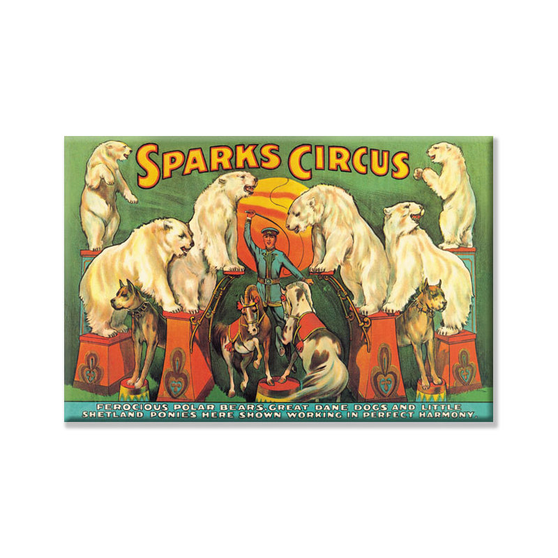 « sparks cirque », publicité sur toile tendue, H 28 po x l 42 po