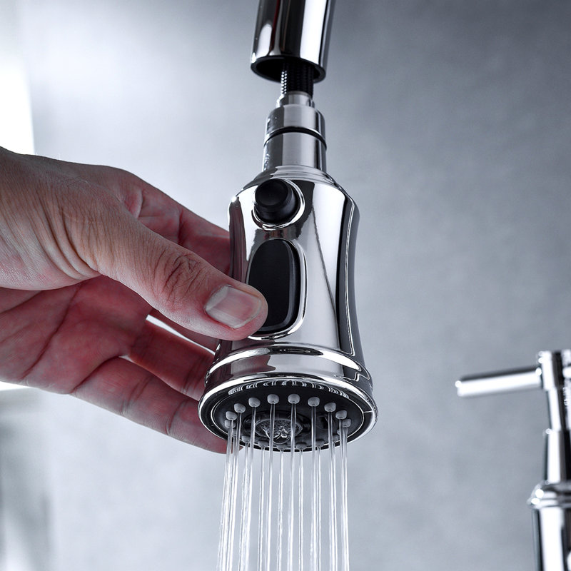 Bridge Kitchen Faucet With Pull-Down Sprayhead In Spot, Chrome