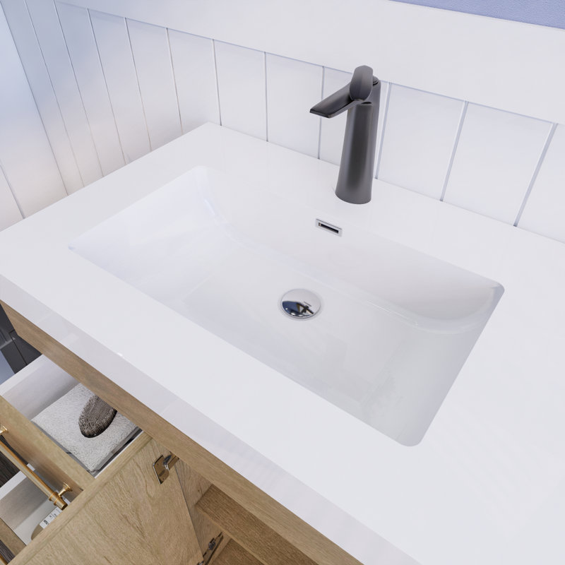 Ensemble de meuble-lavabo simple 42 po Loukman Spring, Chêne blanc
