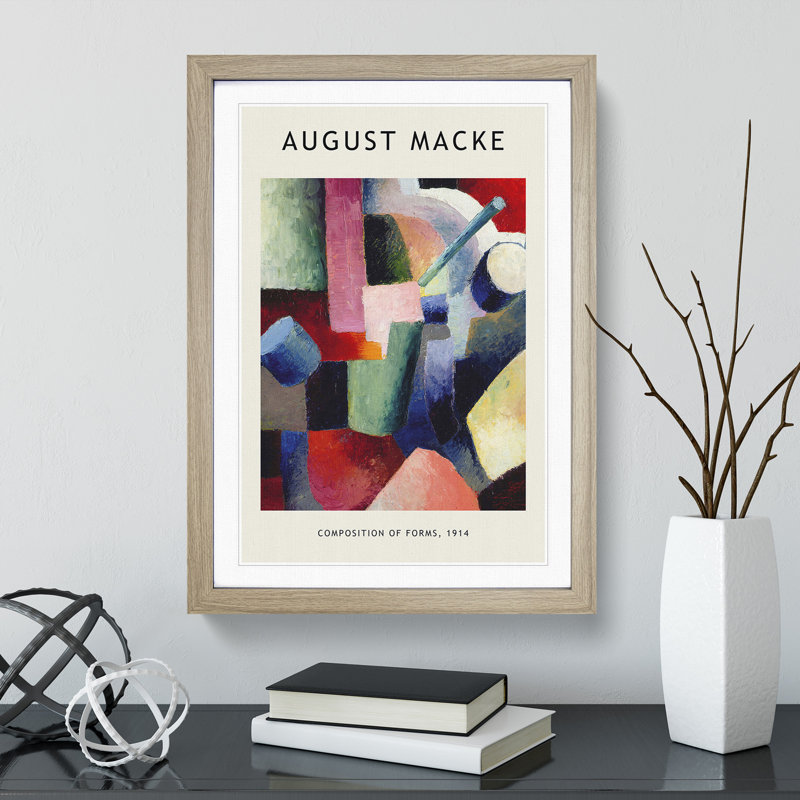 Composition Vol.2 by August Macke - Picture Frame Art Prints, 65cm H x 48cm W x 2cm D, Oak