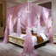 Rideau à baldaquin double couche confortable avec 4 ouvertures, style princesse, pour lit à baldaquin, idéal pour les chambres de filles et d'adultes (rose double, 162,5 cm L x 208 cm l x 208 cm H / Queen).