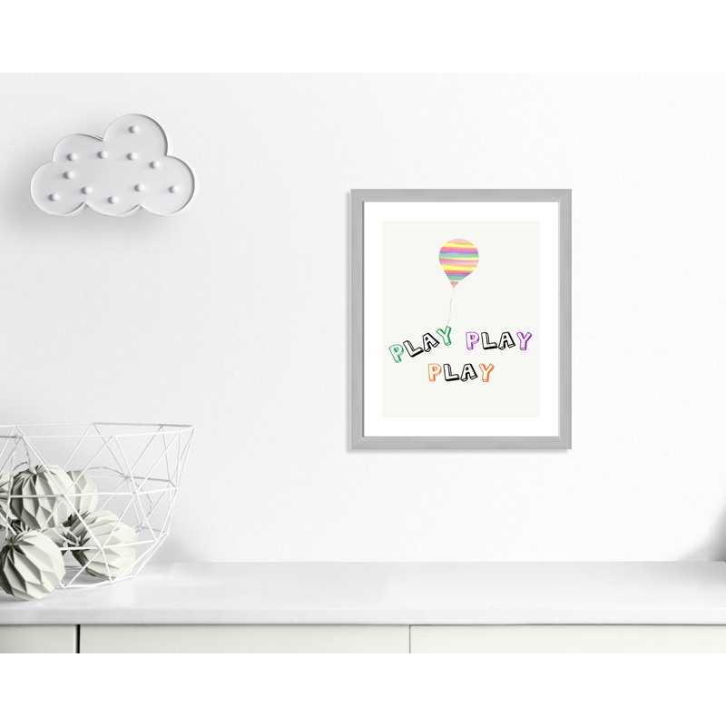 Play Play Play, impression sur papier, H 24,5 po x l 20,5 po x P 0,6 po, Encadré plat argent