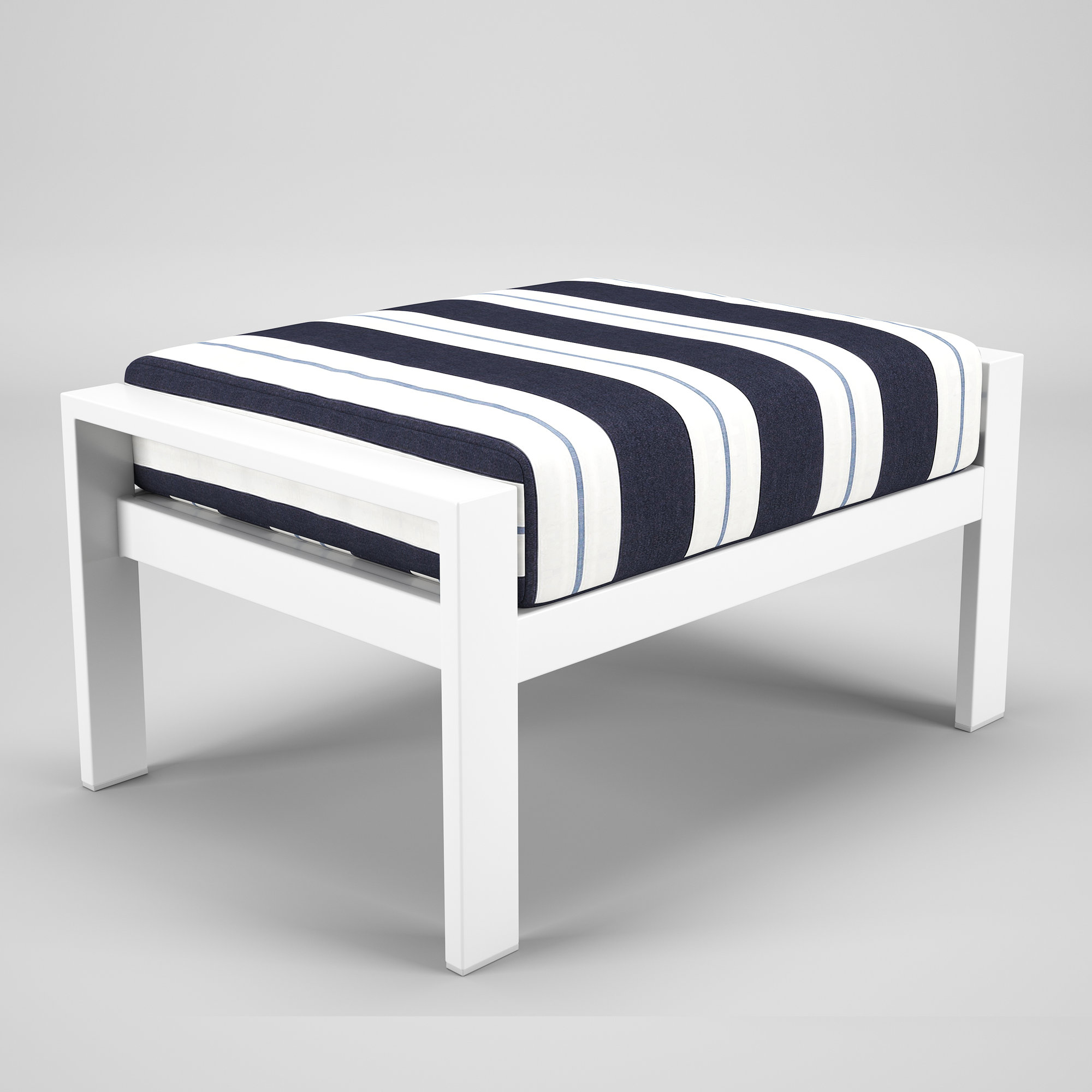 Townsend Metal Outdoor Ottoman With Sunbrella Cushion, Relate Harbor