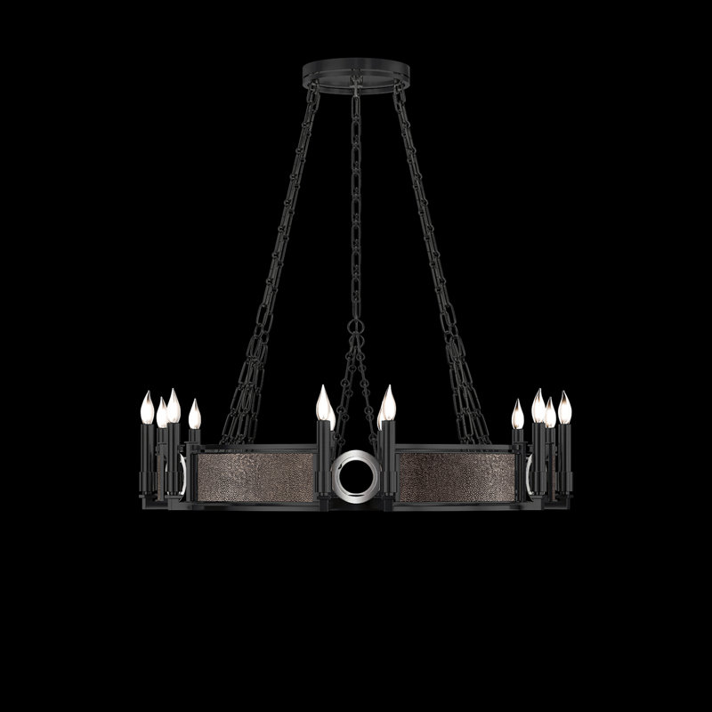 Mirage 12 - Light Chandelier, Pebble/Matte Black/Nickel
