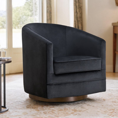 Fauteuil demi-tonneau pivotant en velours doux moderne de 29,5 po Clauda
