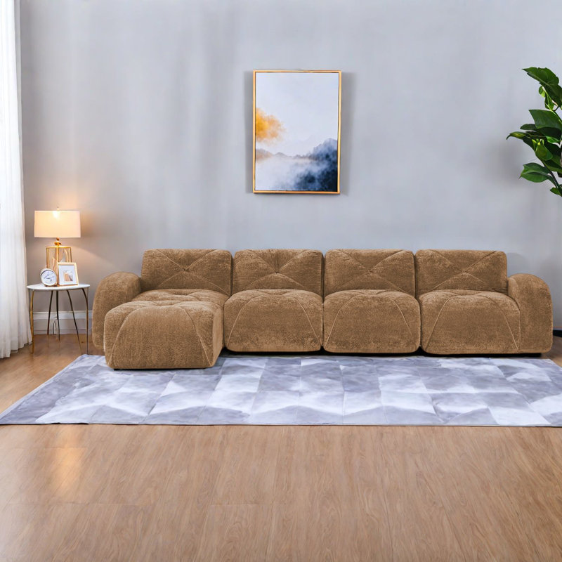 Canapés modernes en forme de L en velours, conception ergonomique, prêts pour le salon