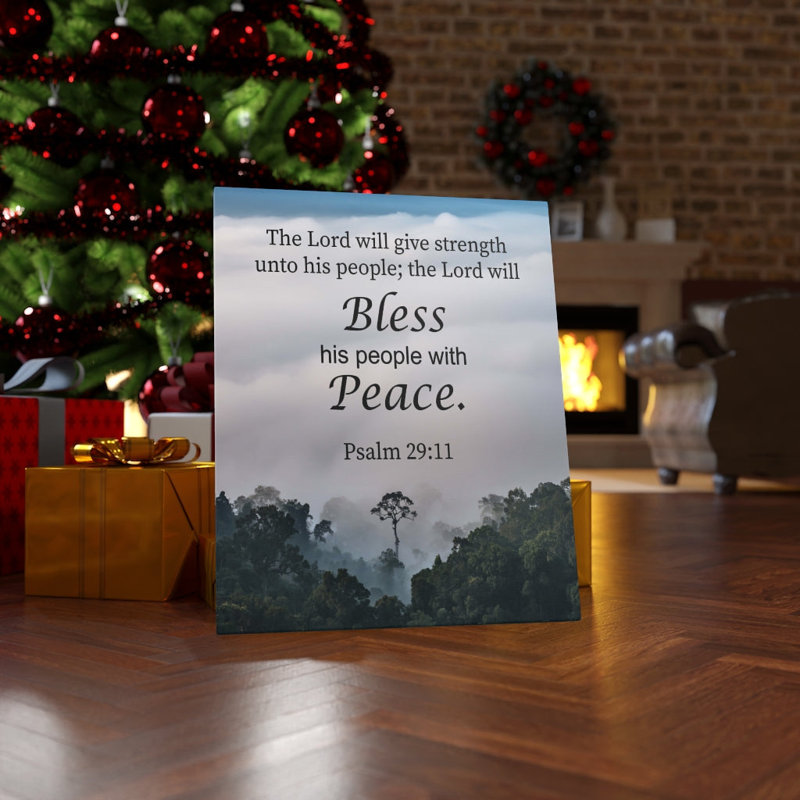 «Bless Peace Psalm 29:11 Christian Wall Art», impression de verset de la Bible prêt à être accroché, H 30 po x l 24 po
