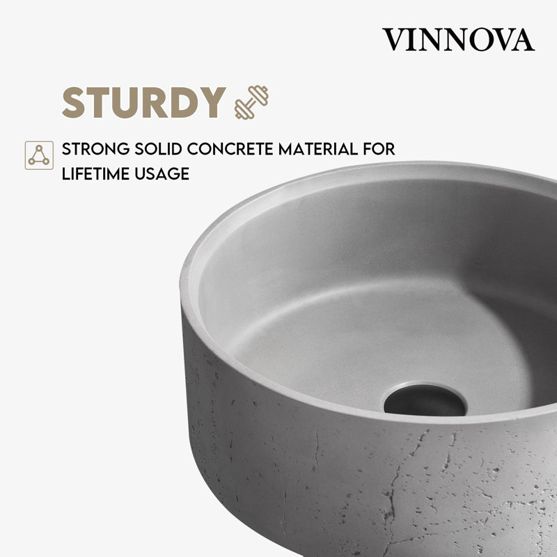 Almonte 15.4'' Circular Industrial Gray Stone Vessel Sink