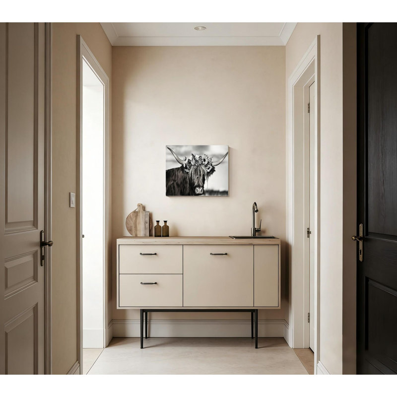 Toile de vache noire et blanche Highland