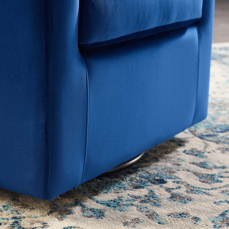 Fauteuil pivotant en velours Performance Prospect, Velours bleu marine