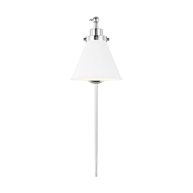 Swing Arm Sconce, Silver, White