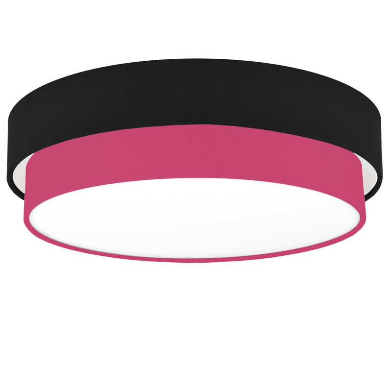 Avory Fabric Flush Mount, Black / Dark Pink