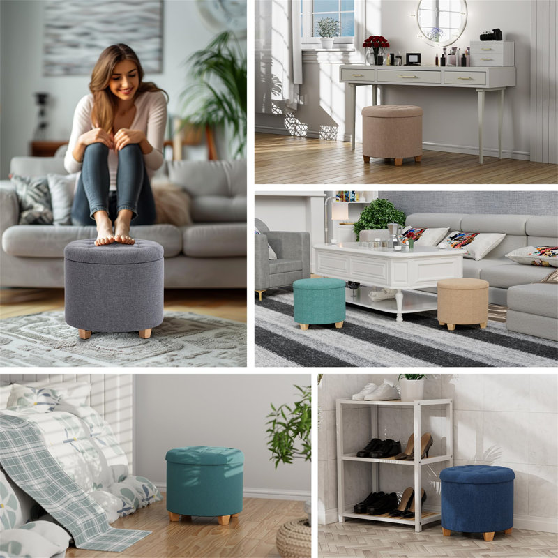 45cm Wide Footstool Ottoman, Green