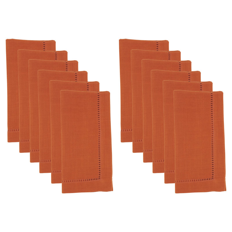 Rowles Hemstitched Border Dinner Napkin, 22" L x 22" W, Orange