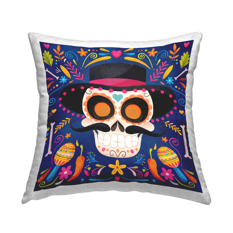 Motif de coussins imprimés "Blue Day Of Dead Maracas" par ND Art