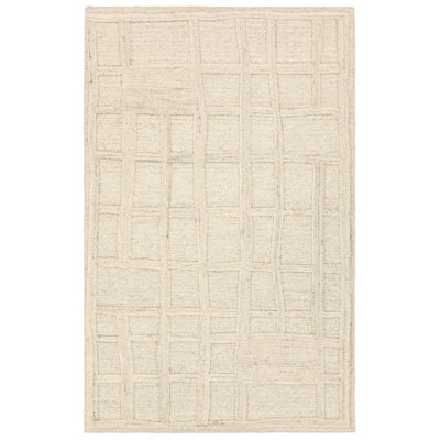 Cream Hand-Tufted Geometric Rug