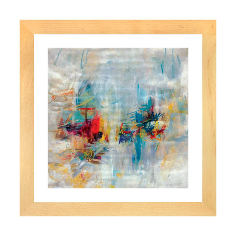 Reproduction d’art « New décennie » par Julian Spencer, Toile avec cadre en bois beige, Blanc, H 16 po x l 16 po x p 1 po