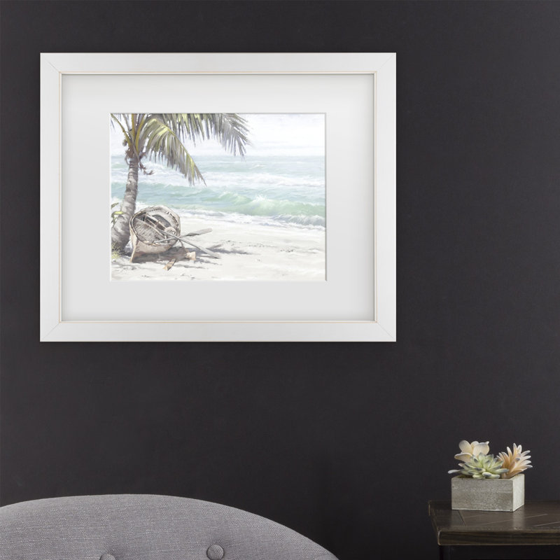 « bateau on beach », impression, H 11 po x l 14 po x p 2 po, Cadre blanc
