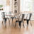 Modern Counter Stool with Metal Frame, Stacking Side Chair, Armless Dining Chair, Indoor Outdoor Patio Chair-1263284690