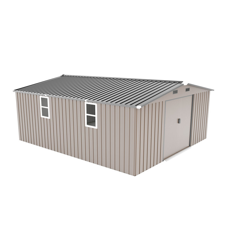 Remise de rangement extérieure 10 x 12 pi fabriquée avec une plaque d'acier de couleur de 0,23 mm, deux fenêtres de jour, le paquet inclus, idéal pour les outils en acier de haute qualité