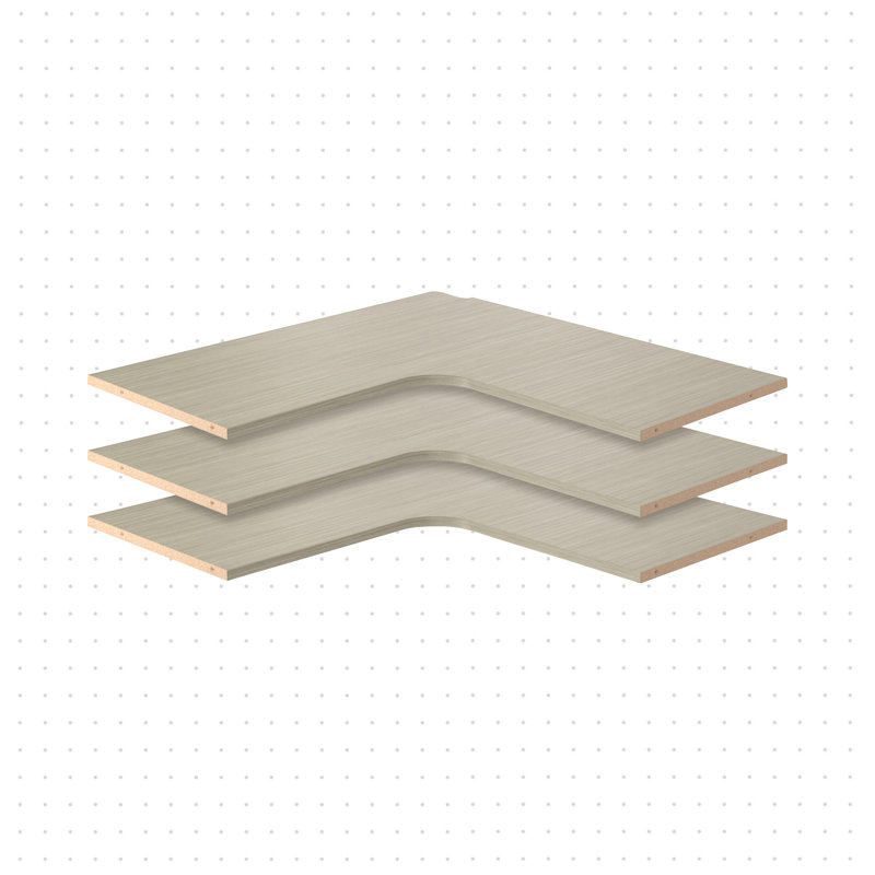 Tablette d'angle à 3 tablettes Grid, Gris patiné