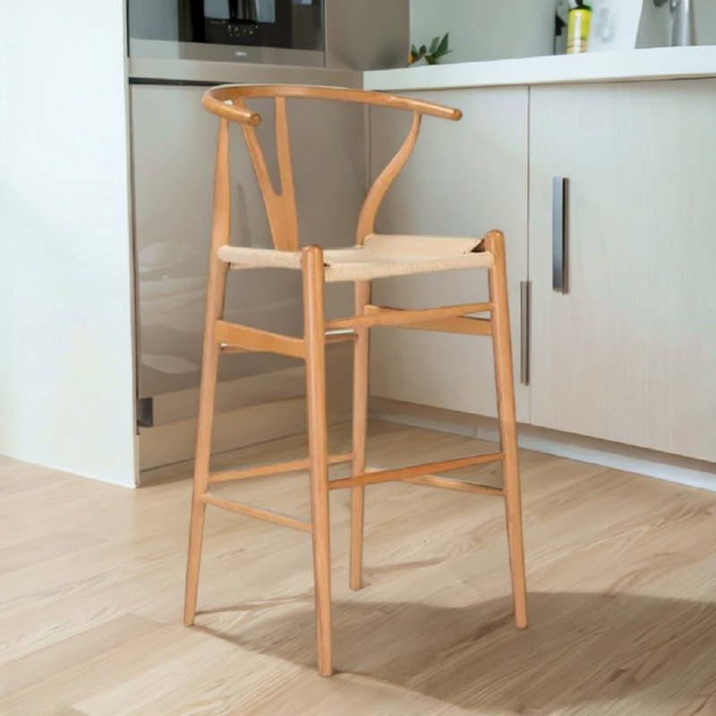 Tabouret en corde de bois massif, Brun