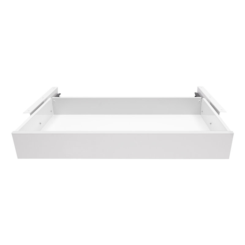 Under Desk Mounted Sliding Pull-Out Drawer Storage Organizer, White