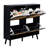 Black Frame Arched Rattan Shoe Cabinet - Modern Rustic Flip-top Storage With Elevated Legs