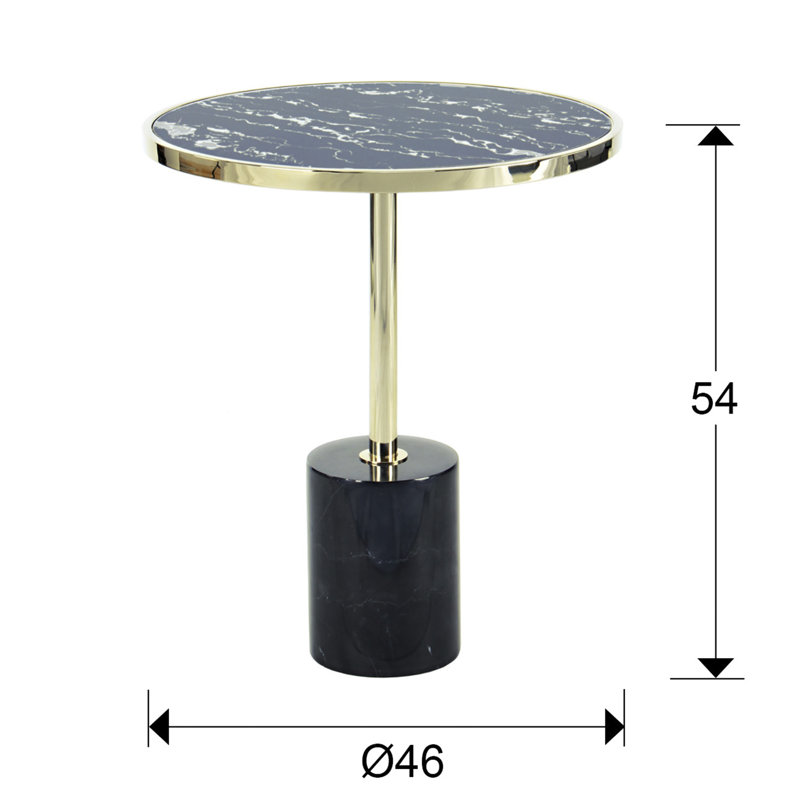 Pelham Block End Table, Black/Gold