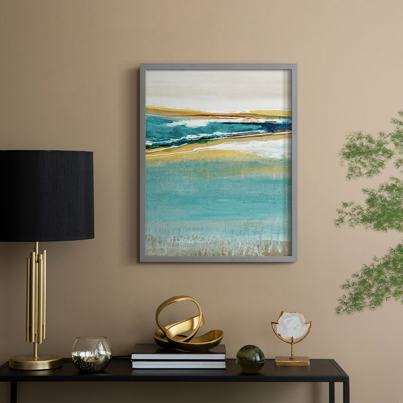 Reproduction encadrée Aqua Quartz V1 - bois massif, Gris, H 21 po x l 17 po