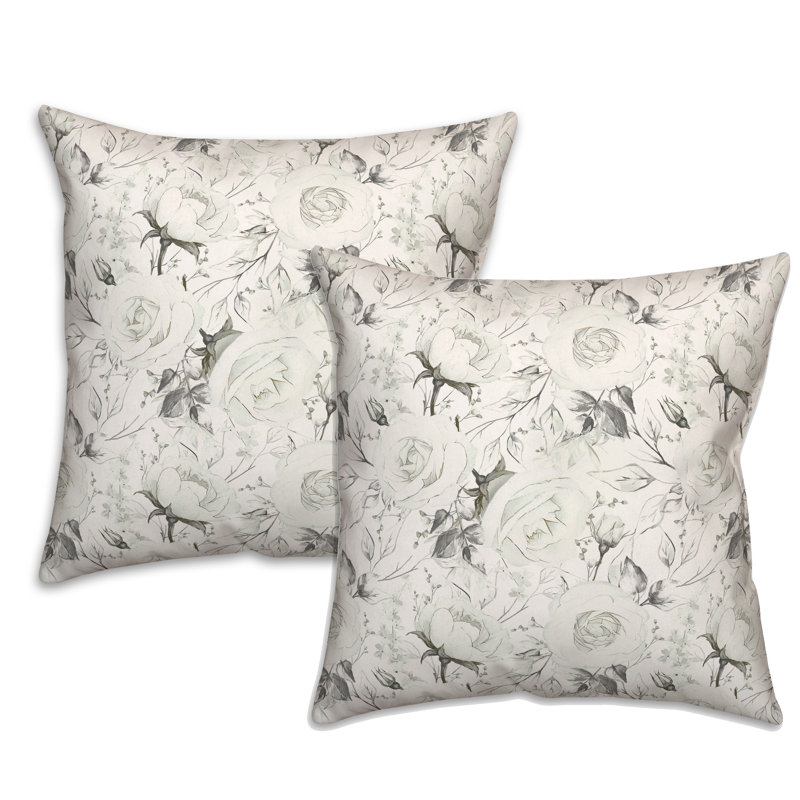 Housse de coussin White Roses - ensemble de 2