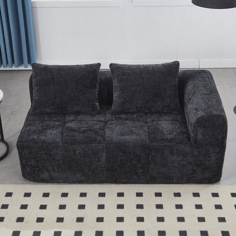Canapé confortable en chenille pour une détente et un style dans n'importe quelle pièce, Black Chenille, Black