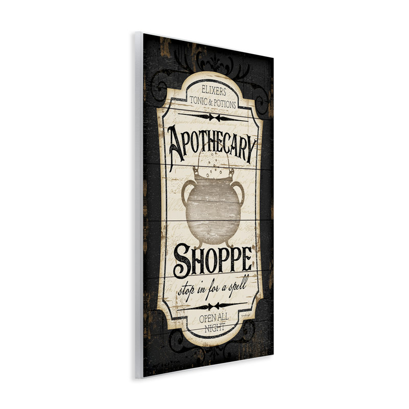 «Apothecary Shoppe Spooky Halloween Sign Witch Potion Cauldron» par Jennifer Pugh - impression, H 15 po x l 10 po