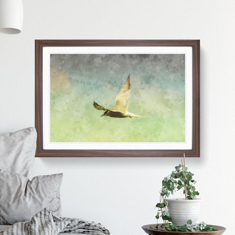 Flying Bird - Picture Frame Graphic Art, 48cm H x 65cm W x 2cm D, Walnut Framed