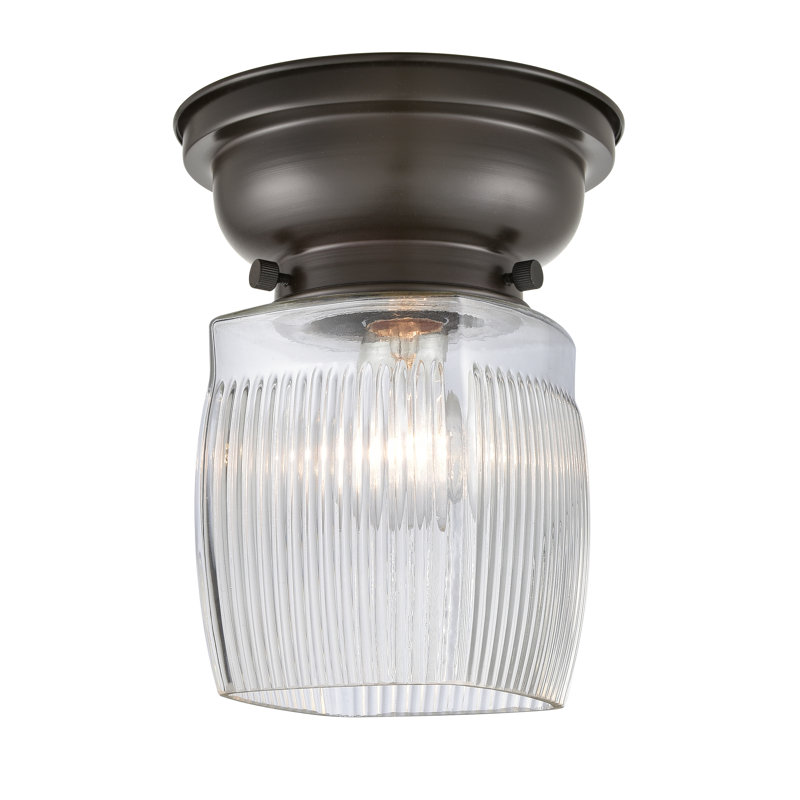 Mireya Glass Flush Mount, Polished Nickel, 6 Watt Vinage LED Bulb