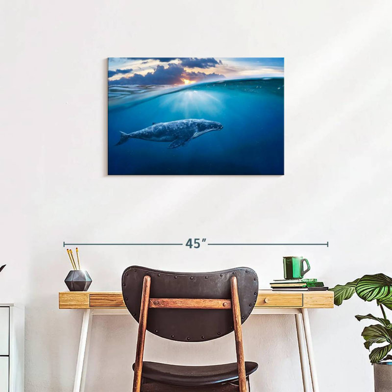Brampt Blue Ocean Whale, 20" H x 30" W