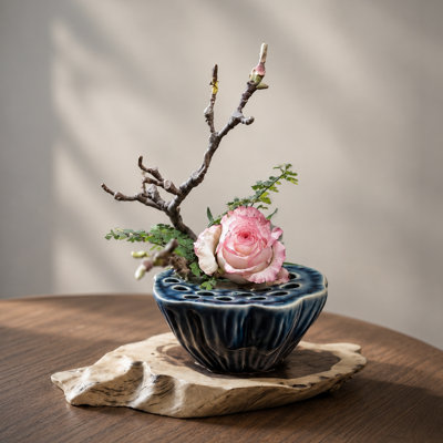 Ceramic Lotus Pod Flower Vase, Flower Stem Holder for Fresh Dried Flowers, Table Centerpiece Decor for Home Office Tea Table