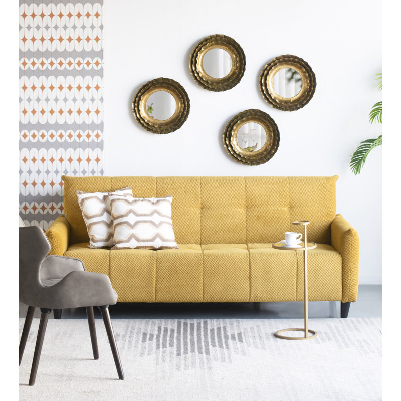 16" Round Wall Mirror With Gold Metal Frame, Mid-Century Modern Accent Mirror For Living Room