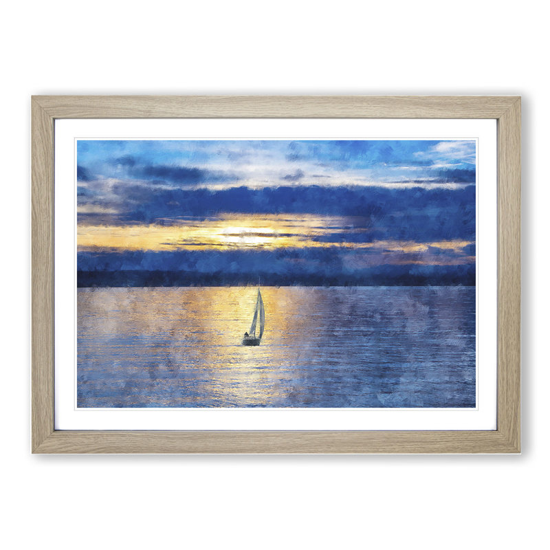 Sailing Boat Vol.1 - Framed Print, 27cm H x 36cm W x 2cm D, Oak Framed
