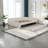 Modern Queen Wood Bed With Storage And Usb, Beige Upholstered