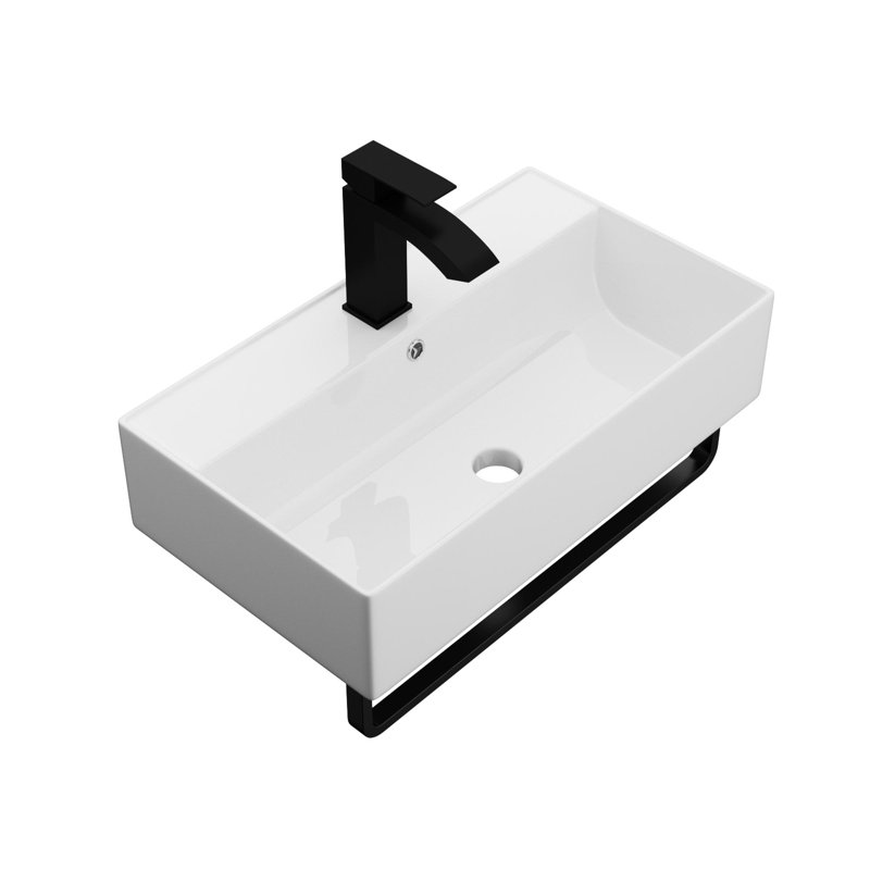 Lavabo de salle de bain mural simple 21 "avec porte-serviettes