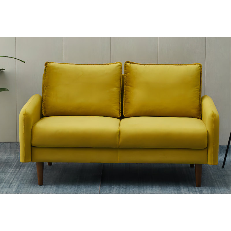 Morrone 57.8'' Velvet Loveseat, Goldenrod Velvet